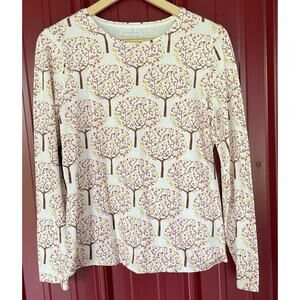 Talbots Top Tree Print Top Long Sleeves Pull‎ Over Stretch Cotton Medium